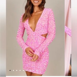 Gigi & Ella Pink Sequin Cutout Dress US Size 2 Barbie